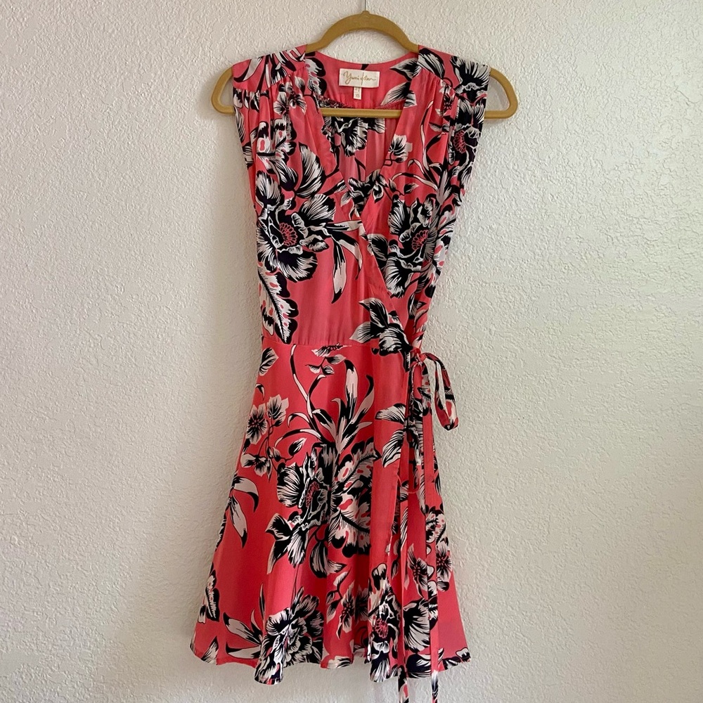 Yumi Kim 100% Silk Tropical Floral Soho Mixer Wrap Dress